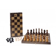 Игра 2 в 1 деревянная Классика (шахматы, шашки) 195-18 40*40 см Венге