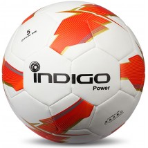 Мяч футбольный №5 INDIGO POWER матчевый бесшовный (PU PVC 1.4мм) Z02 Бело-оранжевый