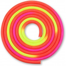 Скакалка для художественной гимнастики утяжеленная трехцветная INDIGO 165 г IN126 3 м Красно-желто-розовый