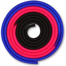 Скакалка для художественной гимнастики утяжеленная трехцветная INDIGO 165 г IN163 3 м Сине-розово-черный