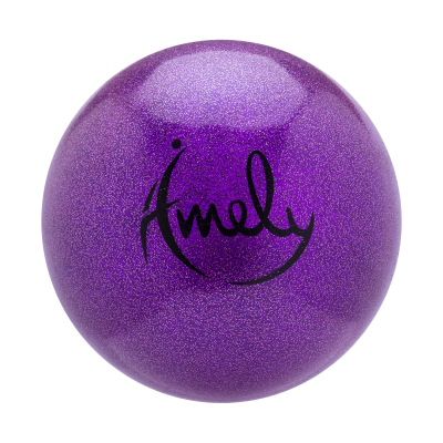 Мяч для художественной гимнастики AGB-203 19 см, фиолетовый, с насыщенными блестками